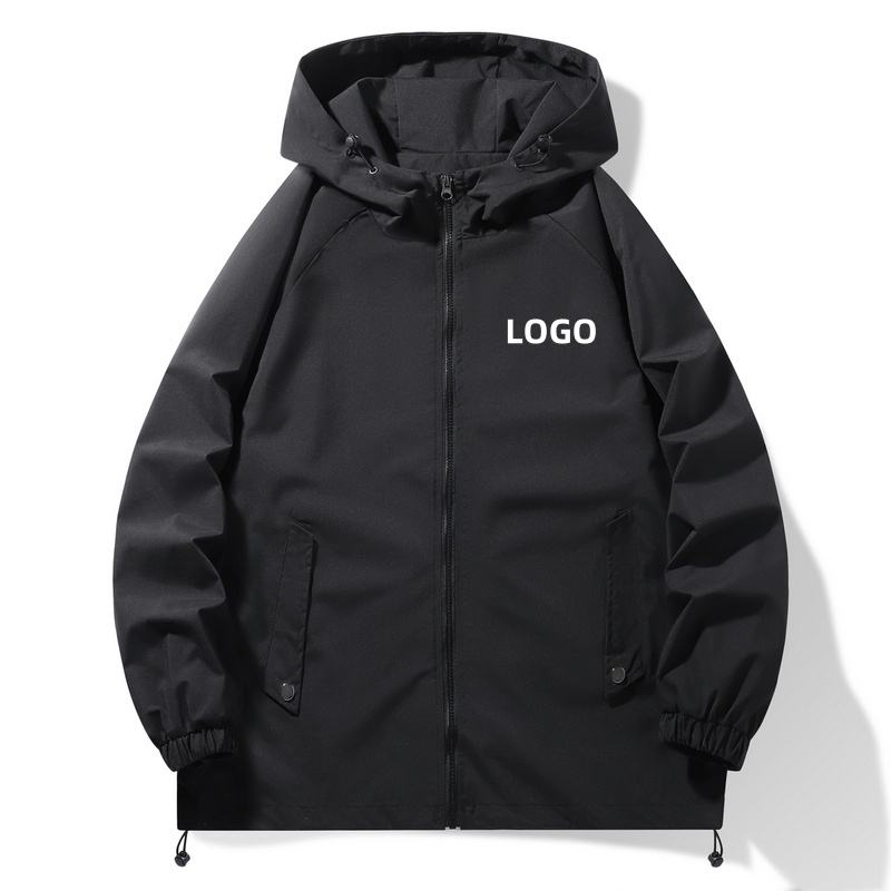 Chaqueta cortavientos deportiva al aire libre impermeable con capucha para hombre informal de alta calidad en blanco personalizada al por mayor de alta calidad OEM