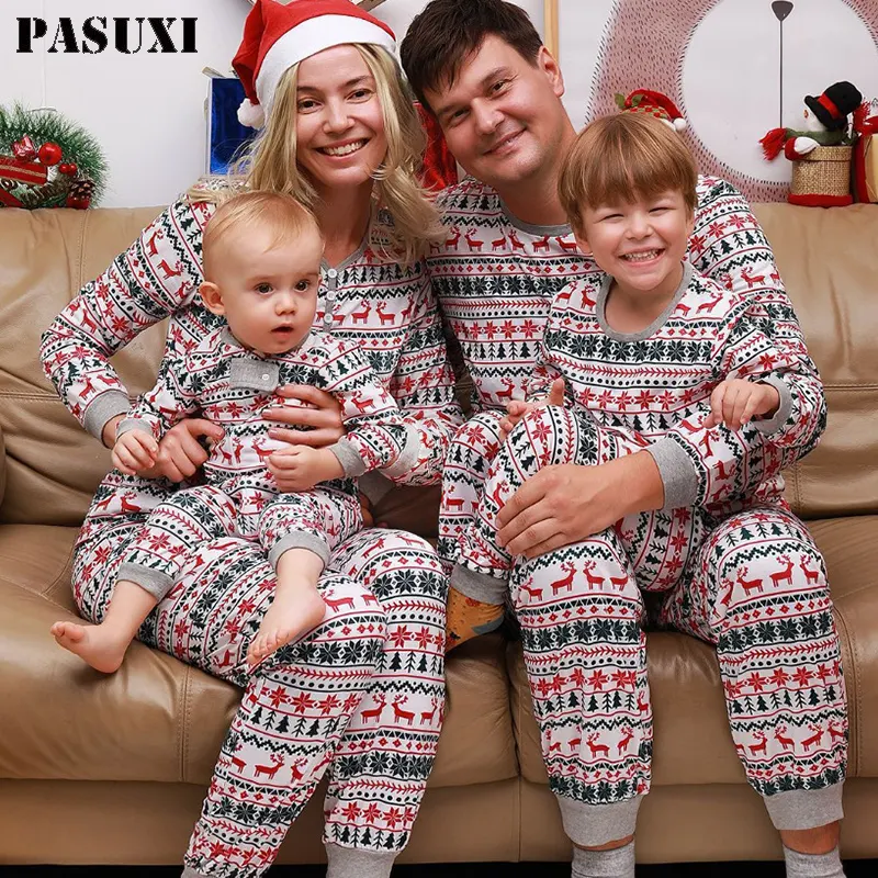 PASUXI noel pijama aile eşleştirme yeni yıl baba anne çocuklar bebek bak giysi seti baba anne ve kızı oğlu pijama