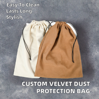 Sac de rangement en velours personnalisé OEM ODM en gros, sac de voyage en suède doux avec cordon de serrage, emballage en velours, tendance, réutilisable, lavable, portable