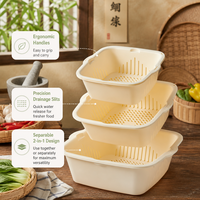 Panier de drainage double couche pratique et attrayant, et bac à laver les légumes et les fruits avec surface lisse de qualité supérieure Chef Choice