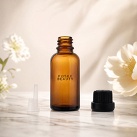Botol Minyak Esensial Posee Beauty EO-S76 Coklat Transparan Amber dengan Pipet (10ml 5ml) Botol Kaca Mini Tutup Hitam Besar untuk Kegunaan Kosmetik