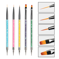 BQAN – stylo Double tête pour peinture Gel UV, dessin acrylique, brosse à ongles, Nail Art, Point, Point, stylo, 5 pièces, Kit d'outils de manucure