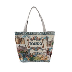 Sac fourre-tout en coton personnalisé avec impression de monuments italiens sac à provisions durable sac souvenir de <span class=keywords><strong>Rome</strong></span> personnalisé pour les cadeaux de voyage - Product Image 2