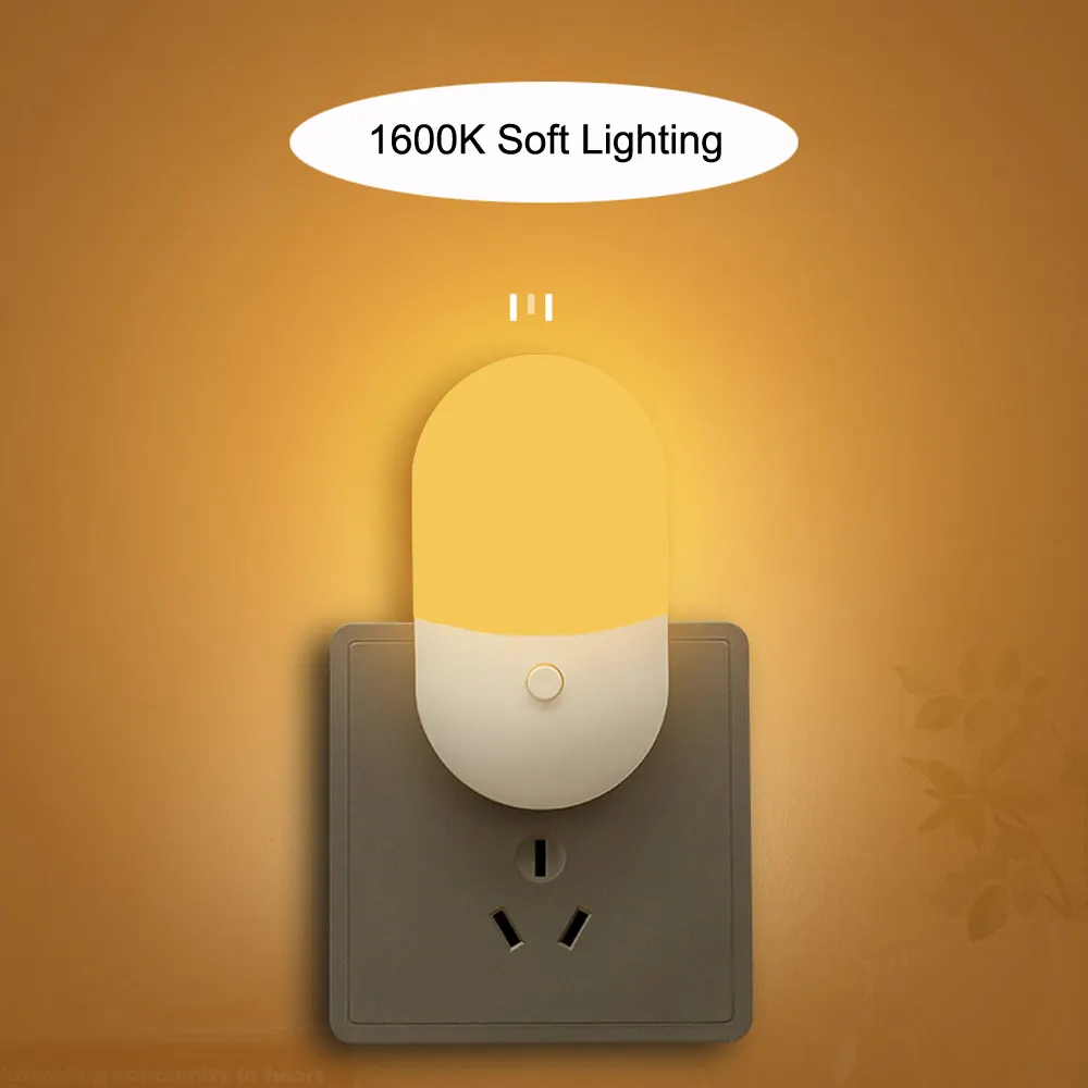 AC110-220V Cool White Warm White Indoor Socket Night Light With US EU Type Socket