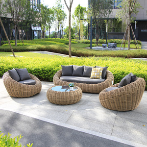 Divano da Giardino in Rattan 2026, Combinazione di Mobili per il Tempo Libero, Rotondo, Protezione da Pioggia e Sole, Sedia e Divano in Rattan PE - Product Image 5