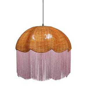 Lustre en rotin à pampilles, rond de 70 cm, E27, à six têtes, lampe à économie d'énergie, décoration d'intérieur, lumière d'ambiance - Product Image 5