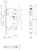 Serrure de porte à mortaise en acier inoxydable Latchbolt PZ Hole pour portes en bois-Catégorie de produit Cylindres de serrure