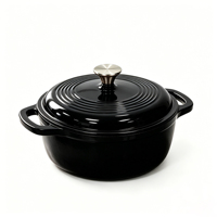 Marmite en fonte émaillée 26 cm, pot à ragoût fileté, casserole à double poignée, faitout antiadhésif, compatible tous feux