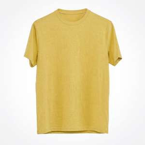 เสื้อยืดคอกลมแขนสั้นผ้าฝ้ายลำลองสีเหลืองล้วนสำหรับผู้ชาย |   ทรงพอดีตัว ผ้าระบายอากาศได้ดี เหมาะสำหรับสวมใส่ทุกวัน - Product Image 1