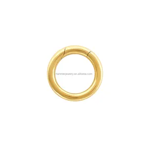 Atacado 9K 14K18K Real Gold Round Spring Ring Bloqueio Jóias Fecho para Colares Pulseira Fazendo