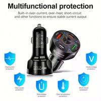 Chargeur de téléphone portable universel USB Type C 3.0, mini chargeur double USB C 4 ports, charge rapide, adaptateur de chargeur de voiture rapide pour iPhone