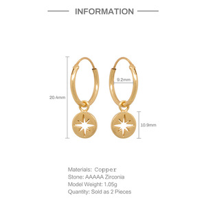 ต่างหูรูปดาวแปดแฉก ลายตาปีศาจ ต่างหูแบบห้อย วัสดุทองแดง - Product Image 5