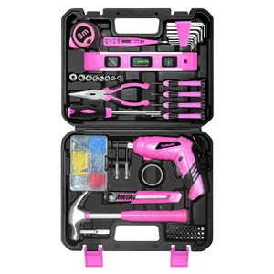 Solide 130pcs 3.6v Mini Akku-Schrauben dreher Multifunktions-Hammer messer Pink Household Home Frauen Handwerkzeug-Set