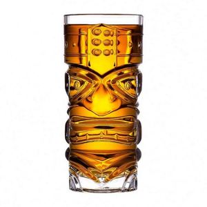 Mug Tiki classique artisanal - Verre à vin en verre culturel polynésien avec poignée en aluminium pour les fêtes - Product Image 1