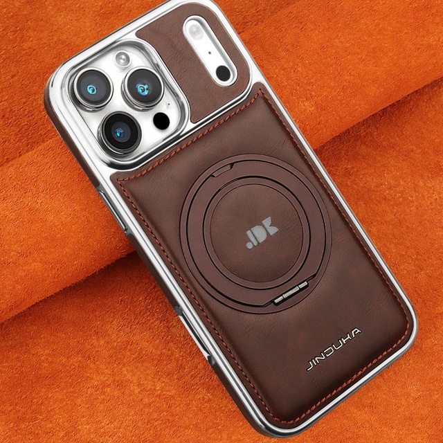 Wholesale Magnetic PU Leather Phone Case for iPhone 17 12 13 14 15 16 Pro Max 17 Air With 360° Metal Ring Stand Protective Cover