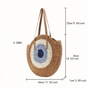 Wholesale Round Single Shoulder Paper Rope Woven <b>Bag</b> Seaside Vacation <b>Large</b> Capacity Women <b>Beach</b> Straw <b>Bag</b> - Product Image 5
