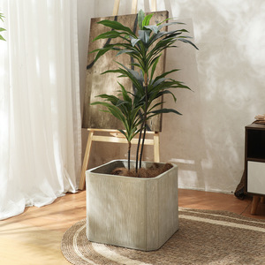 Maceta Extra Grande <span class=keywords><strong>de</strong></span> Estilo Nórdico con Acabado <span class=keywords><strong>de</strong></span> Madera Antigua, Decorativa para Sala <span class=keywords><strong>de</strong></span> Estar, Centro Comercial o Balcón - Product Image 3