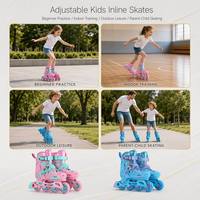Patins à roulettes en ligne pour enfants, roues de 66 mm et 68 mm, ABEC-7, longueur réglable, dessus en microfibre, 2 couleurs, unisexe