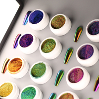 Bubuk Krom Magnetik Pelangi Multi-Chrome Pigmen Kuku Chameleon Bubuk Glitter Kuku