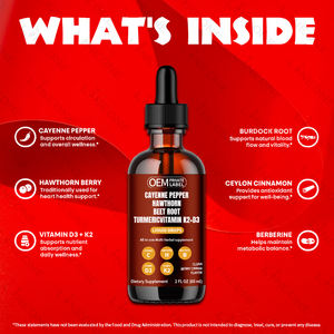 Özel etiket organik yetişkin Vitamin D3 K2 damla Hawthornbeet kök Cavenne biber sıvı zerdeçal takviyesi bitkisel takviyeler - Product Image 4