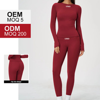 TZ8519-12 Nouveaux ensembles de yoga 2 pièces brossés pour femmes avec haut à manches longues et leggings taille haute sculptants et rehausseurs de fessiers