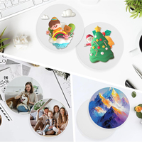 Tuiles rondes en céramique de 4 pouces pour la sublimation, tuiles en céramique brillantes, blancs émaillés avec du liège pour le bricolage