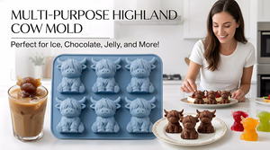 Moule à glaçons en silicone Mini Vache des Highlands, plateau en silicone à 6 cavités pour refroidir les boissons, moule à glaçons 3D Vache des Highlands - Product Image 6
