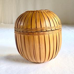 Cesta de Bambú Vintage China con Tapa, Caja Redonda Tejida a Mano para Almacenamiento, Caja de Té, Decoración Wabi Sabi, Proveedor OEM Vietnam - Product Image 2