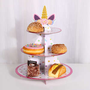 3 Layer Cake Stand <strong>Unicorn</strong> Mermaid Paper Wedding Birthday Children <strong>Party</strong> <strong>Supplies</strong> Disposable Cake Stand Display Stand - Product Image 2
