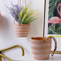 Jardinières murales en céramique avec corde en jute pour succulentes, cactus, herbes, petites plantes, décoration intérieure, cadeau