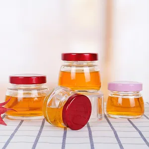 Frasco vacío transparente de 75ml, 100ml, 150ml, frasco pequeño de vidrio para miel