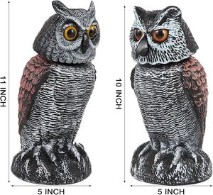 Fausses hiboux décoratifs pour effrayer les oiseaux, dissuasifs à tête rotative, statues d'ennemis de la nature, répulsifs antiparasites pour jardins et patios - Product Image 3