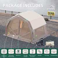 Tente pneumatique Coody 10.0 Pro Air - Beige, tente gonflable d'extérieur pour le camping, 4 saisons, imperméable, coupe-vent, grande capacité