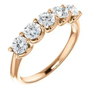 5毫米0.5克拉圆形钻石永恒戒指，用于订婚设计钻石带实心白金AU585永远的珠宝