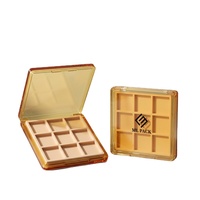 Palette de fards à paupières vide carrée 6 compartiments Série Ambre, étui compact de maquillage en plastique AS transparent, emballage de plateau à fards à paupières marque privée