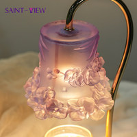 Lampe de table d'ambiance sans flamme à cire fondante, en fer, à intensité variable, avec design de niche sophistiqué