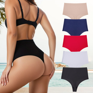 Strings européens <span class=keywords><strong>et</strong></span> américains transfrontaliers en soie de lait, taille haute, unis, sans couture, antibactériens, fins, vente en gros AliExpress pour femmes - Product Image 1