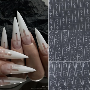 Autocollants transparents pour ongles, pochoirs à bulles, modèles français et croix évidés pour le gel, l'aérographe, le nail art et la décoration DIY - Product Image 1