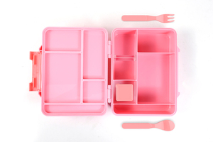 กล่องอาหารกลางวันพลาสติก aohea 5ช่องพร้อมซอสขนมขบเคี้ยวภาชนะใส่อาหารพลาสติกพร้อมส้อมและช้อน - Product Image 4