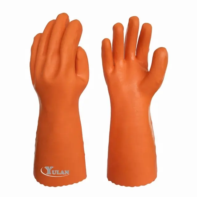 Yulan H82 Oranje Niet-Allergische Katoenen Gevoerde Latex Handschoenen Anti Allergisch