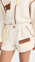 Ensemble survêtement polaire personnalisé pour femme avec haut à manches longues et demi-zip et short, bordure en similicuir – OEM