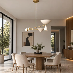 Modern Brass Asymmetrical Chandelier Sculptural <b>Pendant</b> Ceiling Light for Dining Room Kitchen Island and Living Room - Product Image 2