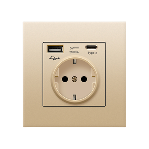 EU PC tường ổ cắm với USB Type-C Thiết bị chuyển mạch sứ Home ổ cắm trong nhựa <span class=keywords><strong>16A</strong></span> Đánh giá hiện tại - Product Image 5