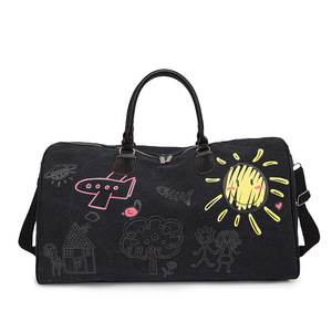 Bolsa de gimnasio de lona de gran capacidad Unisex para Fitness, bandolera de hombro con cremallera para <span class=keywords><strong>viajes</strong></span> de corta distancia, empresa de letras al aire libre - Product Image 4