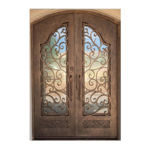 Porte de ferronnerie de cour, porte principale de villa, porte d'entrée à double porte, porte antivol de cour de jardin rétro - Product Image 1