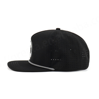 Gorra Snapback Personalizada de Alta Calidad con 5 Paneles, Agujeros Cortados a Láser, Hoja Tropical, Logotipo de Goma, Estructura de Cuerda y Visera Curva