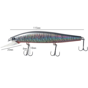 Señuelo Minnow de 115 mm y 14 g con triple anzuelo, hundimiento lento, labio largo, cebo artificial para pesca de lubina en agua dulce - Product Image 2