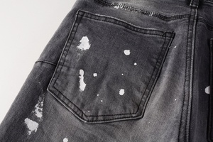 Jeans Neri Strappati da <span class=keywords><strong>Uomo</strong></span>, Design Distressed, Vestibilità Regolare, Casual, Invernali, Lavati, per Motociclisti - Product Image 4