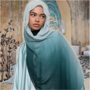 Nouveau design, châle long musulman luxueux, double couture sur les bords, écharpe pour femmes, doux, léger, respirant, hijab en modal ombré de qualité supérieure - Product Image 2