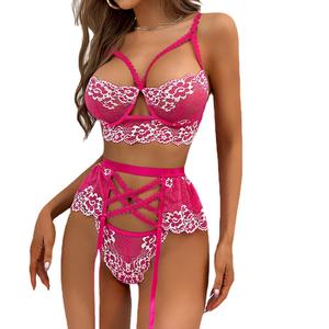 Odm/Oem <span class=keywords><strong>2</strong></span> Piezas De Lenceria Femenina Colales Dames Bloemen Kant Lingerie Set - Product Image 6
